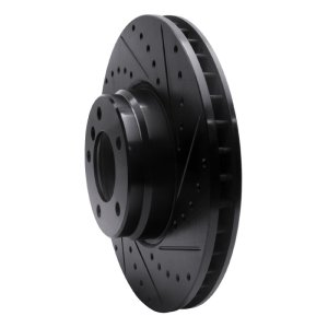 BMW 750IL Brake Rotor (1) - Front Right - R1 Concepts - Drilled & Slotted - Black - `95-`01